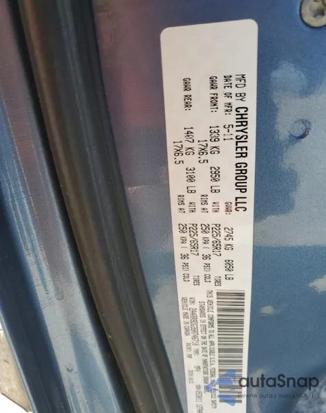 2011 Chrysler Town & Country Touring L z USA, uszkodzony, nr VIN 2A4RR8DG3BR746710